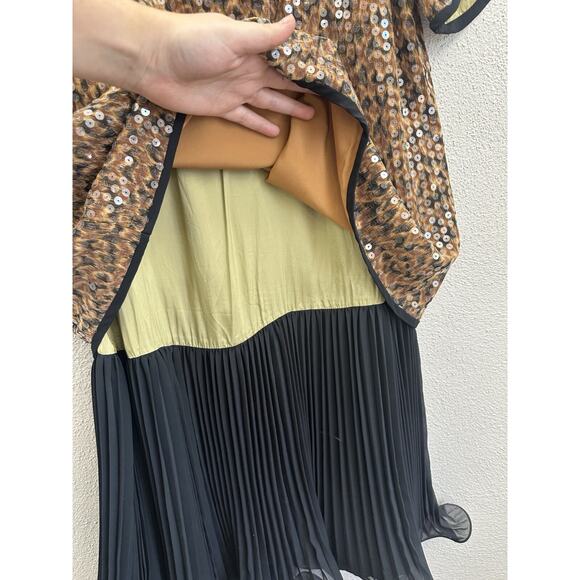 Elisabeth Liz Claiborne Womens Dress Size 16 Animal Print Sequin Short Sleeve - Picture 2 of 15